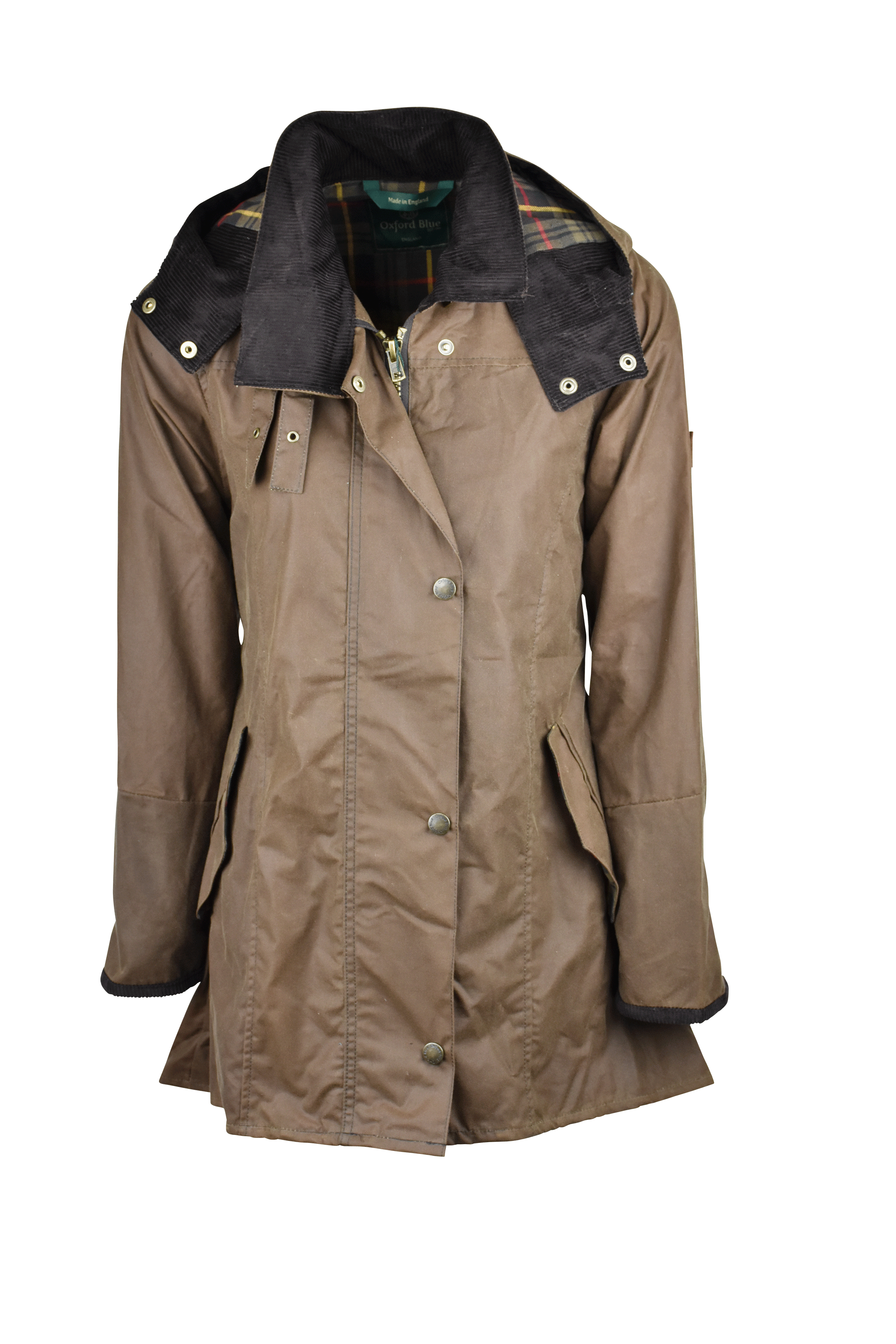 W02 - Women's Olivia Waxed Jacket - SAND - Oxford Blue